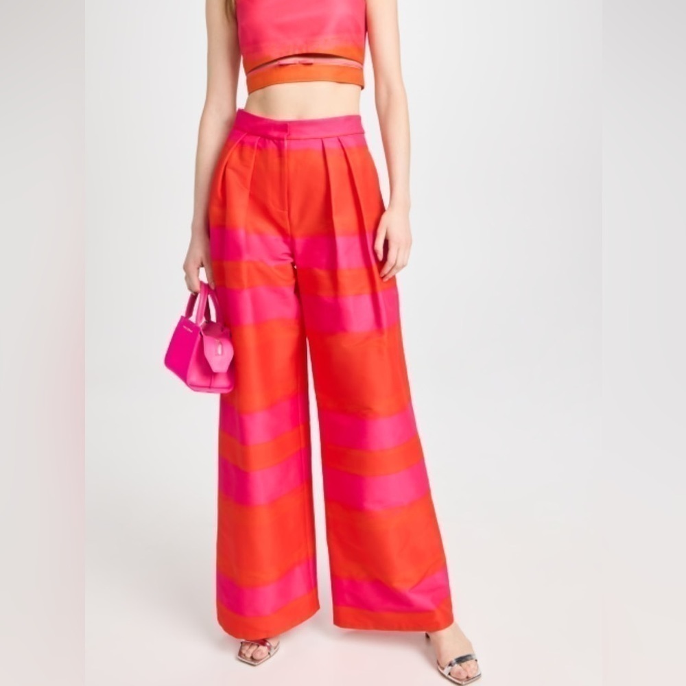 Brandon Maxwell Mid Rise Pleated Wide Leg Trousers Size 2